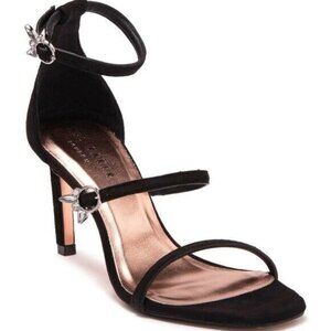 Ted Baker Shoes Women's 10 Black LANORAA Triple Strap Heels Rhinestone New